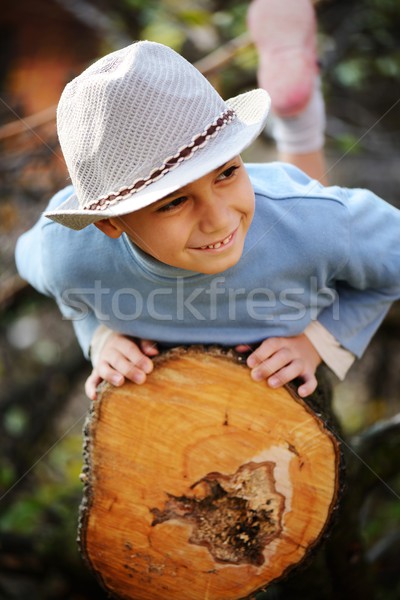 Boy portrait on tree outdoor in nature Stock photo © zurijeta