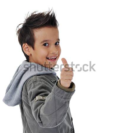 Portrait of a smiling little mixed race boy isolated on white ba Stock photo © zurijeta