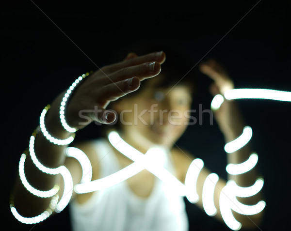 Foto stock: Retrato · criança · luz · sorrir · cara · vida