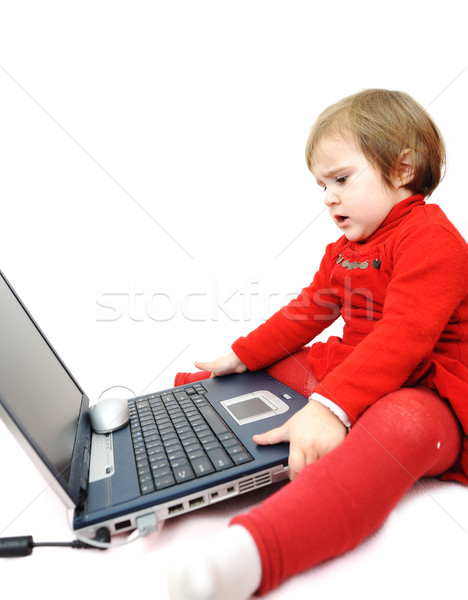 Childhood, laptop, learning and playing Stock photo © zurijeta