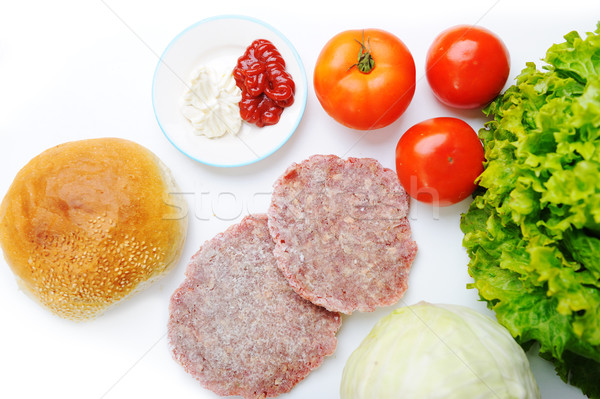 Gesunden ungesunde Lebensmittel Essen Tabelle grünen Käse Stock foto © zurijeta