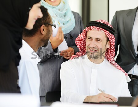 Közel-keleti emberek üzleti megbeszélés iroda arab férfi Stock fotó © zurijeta