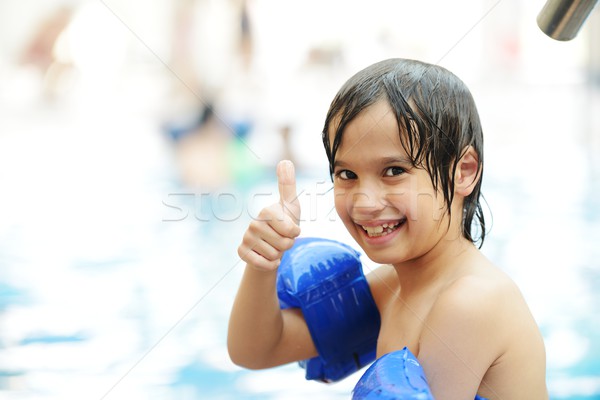 Nyár boldog idő medence gyerekek úszómedence Stock fotó © zurijeta