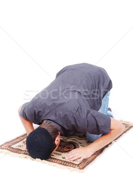 Muslim man is praying on traditional way Stock photo © zurijeta
