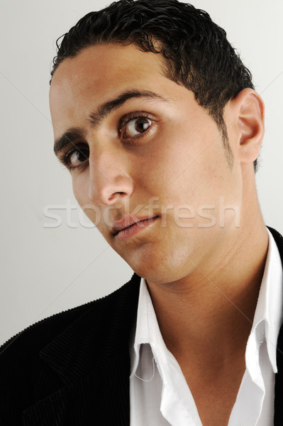 Foto stock: Perfil · foto · moço · cara · boca · branco