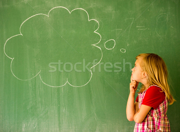 Stockfoto: Aanbiddelijk · weinig · school · blond · meisje · klas