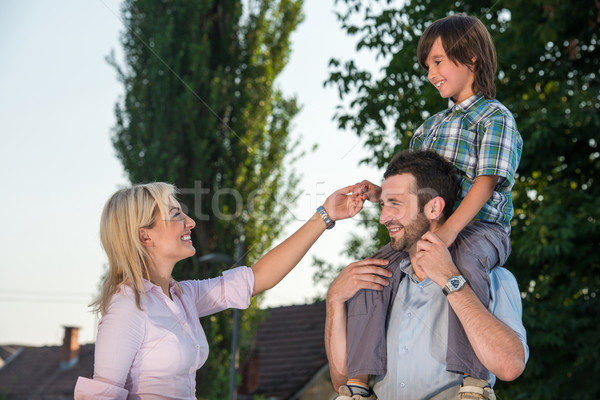 Happy family outdoors Stock photo © zurijeta