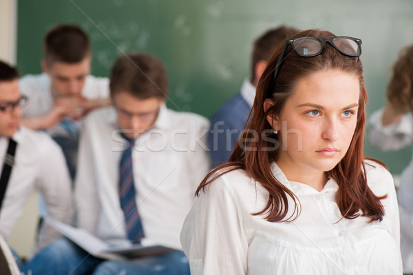 Szeszélyes diák lány áll osztály oktatás Stock fotó © zurijeta