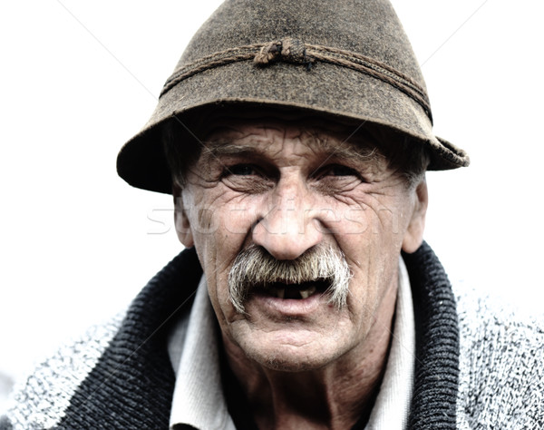 Mooie afbeelding eenzaam oude man gezicht man Stockfoto © zurijeta