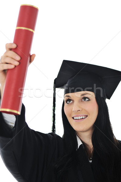 Estudiante nina vestido diploma negocios Foto stock © zurijeta