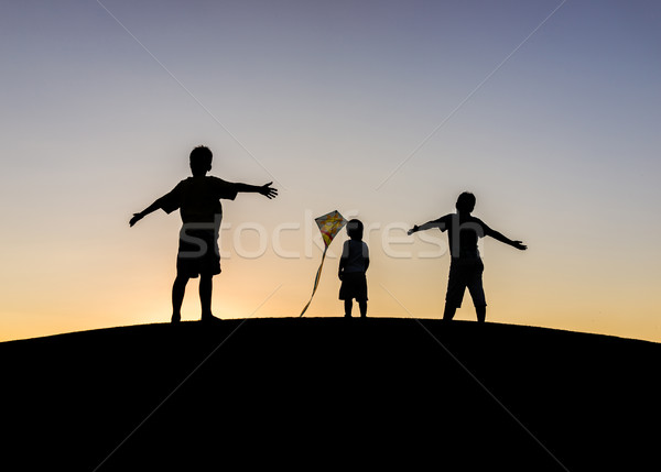 Genieten jeugd zomervakantie glimlach gezicht natuur Stockfoto © zurijeta