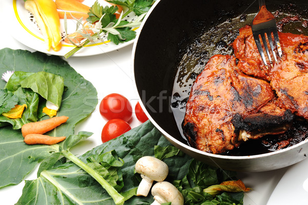 Hús zöldségek ebéd finom jól kinéző konyha Stock fotó © zurijeta