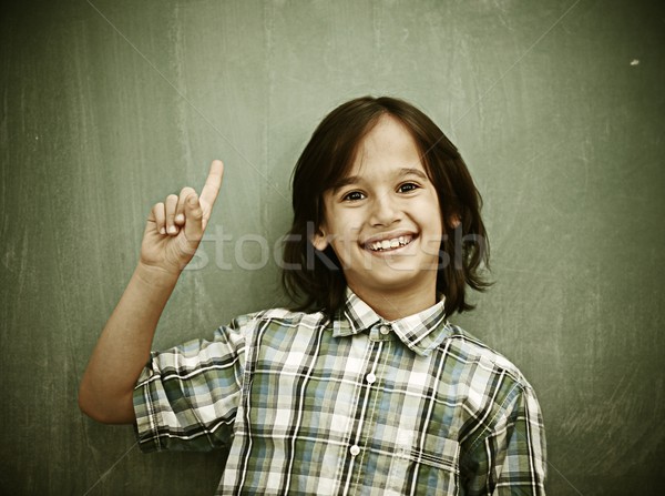 Active real children at classroom having school lesson Stock photo © zurijeta