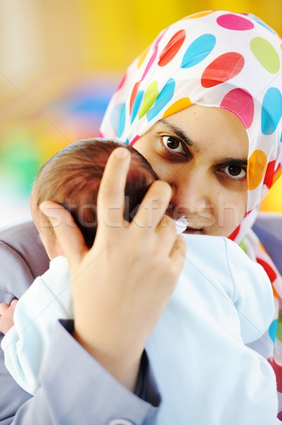 Arabic mother with newborn baby Stock photo © zurijeta