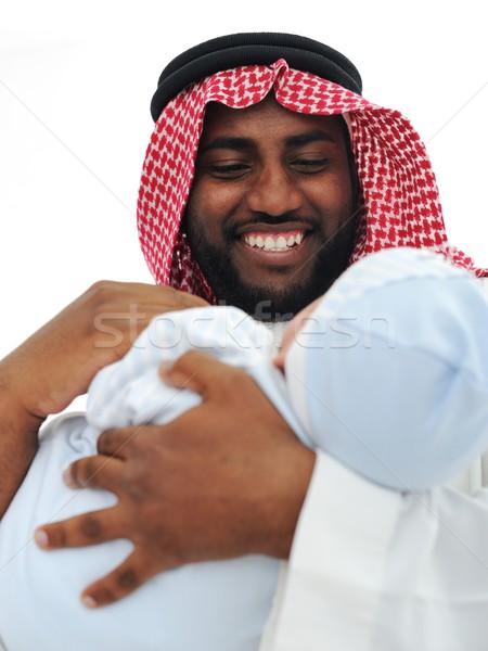 Stock photo: Happy Arabic Father Holding Baby