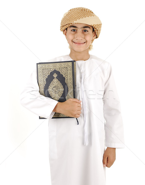 Arabic boy with Koran isolated Stock photo © zurijeta