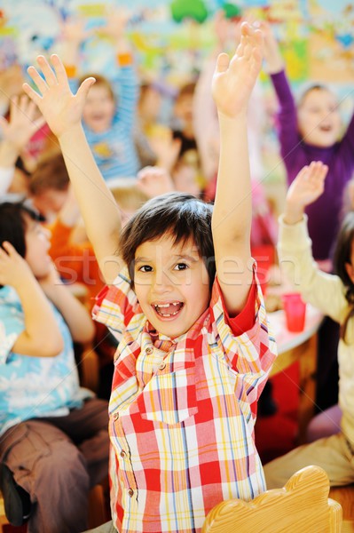 Kids celebrating birthday party in kindergarden playground Stock photo © zurijeta