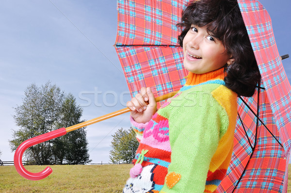 [[stock_photo]]: Cute · parapluie · extérieur · automne · automne
