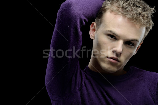 Bello giovani ragazzo posa capelli biondi buio Foto d'archivio © zurijeta