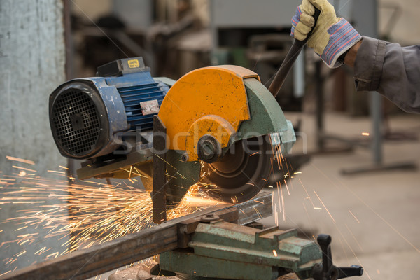 Worker welding in industrial background at factory Stock photo © zurijeta