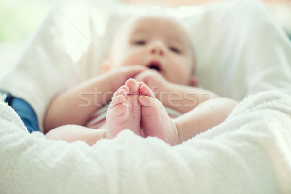 Foto stock: Recién · nacido · bebé · primero · cara · salud · hospital