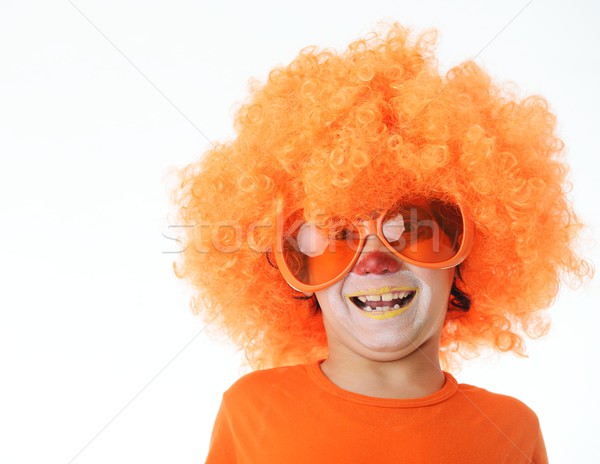 Cute funny payaso nino blanco retrato Foto stock © zurijeta