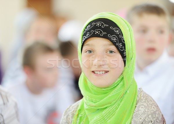 Muslim and Arabic girls learning together in group Stock photo © zurijeta