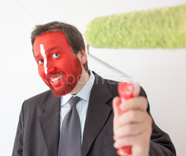 Man ready to brush and paint walls Stock photo © zurijeta