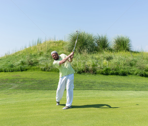 Stockfoto: Geslaagd · man · spelen · golf · club · natuur