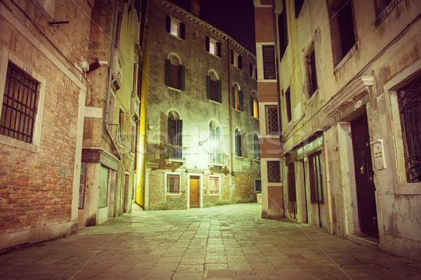 Nacht straat Venetië water stad Stockfoto © zurijeta