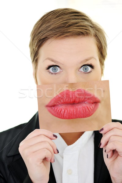 Stock photo: Woman with big mouth concept