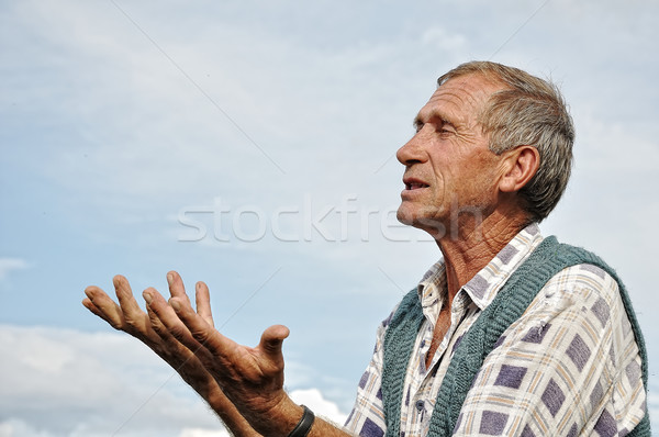 Middle aged male person with interesting gestures Stock photo © zurijeta