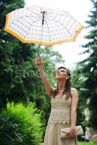 Schönen Jahrgang Mädchen Porträt Hochzeit Mode Stock foto © zurijeta