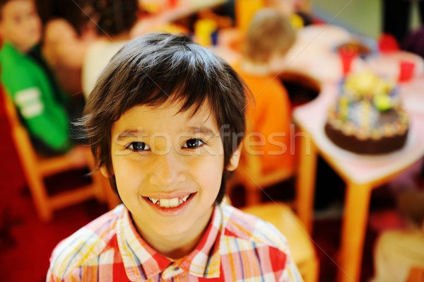 Foto stock: Crianças · festa · de · aniversário · recreio · crianças