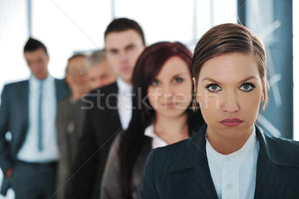 üzleti csapat hat ember áll üzlet szépség öltöny Stock fotó © zurijeta