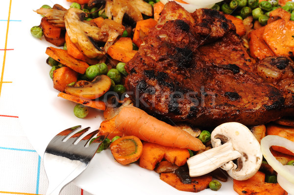 Stock fotó: Hús · zöldségek · pázsit · előkészített · felszolgált · étel