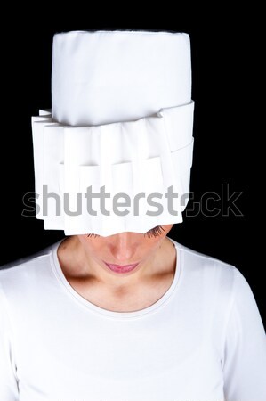 Mysterious woman, big white hat Stock photo © zurijeta