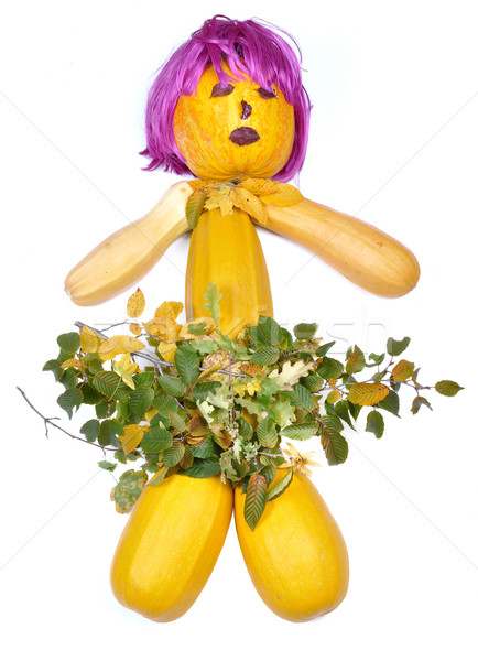 Doll made of pumpkins periwig and leaves Stock photo © zurijeta