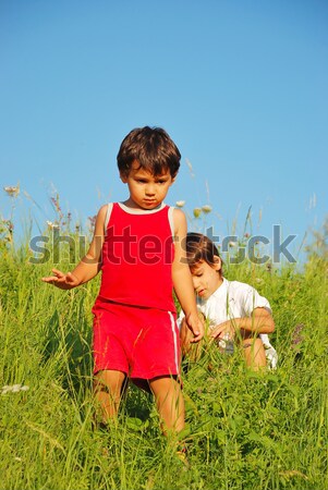 Two brother huging each other outdoor Stock photo © zurijeta