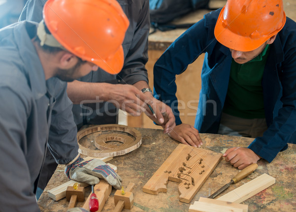 Işçiler ahşap fabrika adam inşaat dizayn Stok fotoğraf © zurijeta