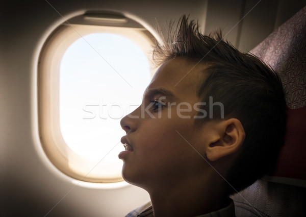 Dziecko samolot dziecko okno płaszczyzny Zdjęcia stock © zurijeta