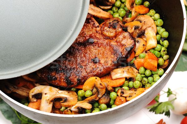 Preparing meat and vegetables for lunch, very delicious and good looking Stock photo © zurijeta