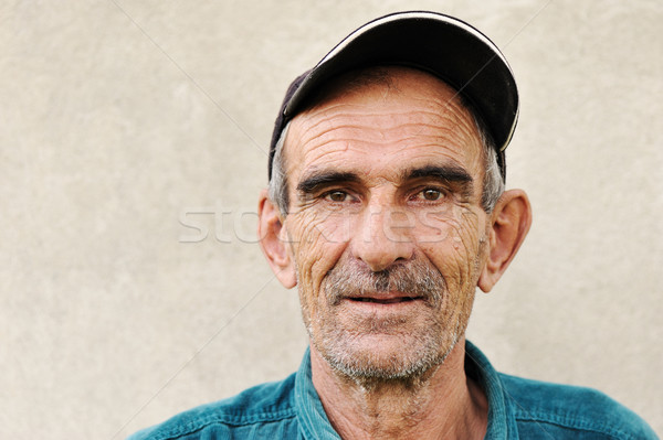 Elderly, old, mature man with hat, portrait Stock photo © zurijeta