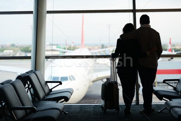 Stock photo: Silhouette of two businesspeople at airport