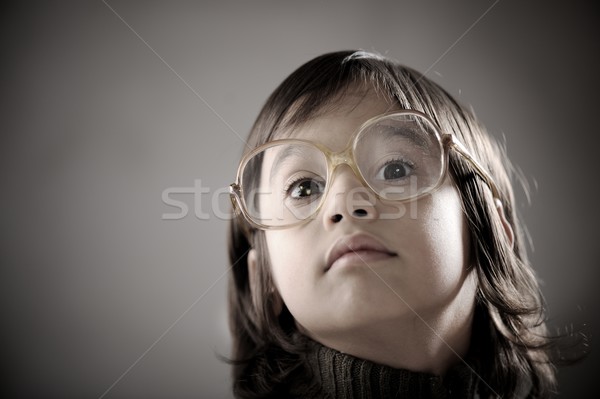 Portret cute mały chłopca w stylu retro Zdjęcia stock © zurijeta