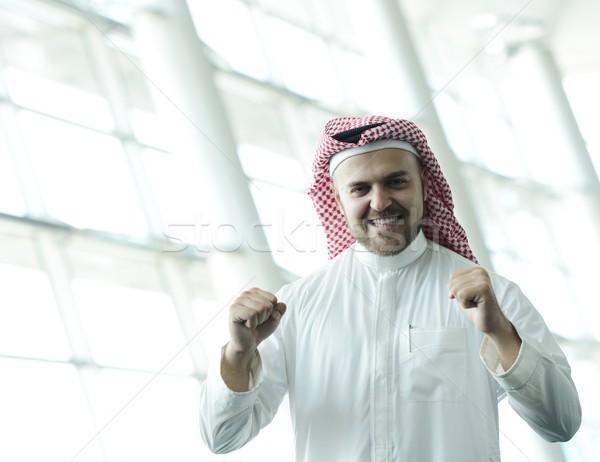 Modern Arabic businessman inside airplane Stock photo © zurijeta