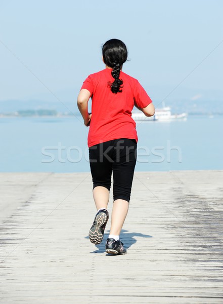 Bois quai belle lac enfants pont [[stock_photo]] © zurijeta