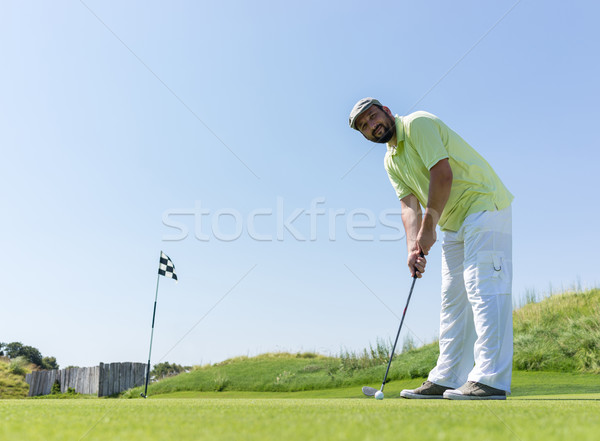 ストックフォト: 男 · 演奏 · ゴルフ · クラブ · 自然 · 夏