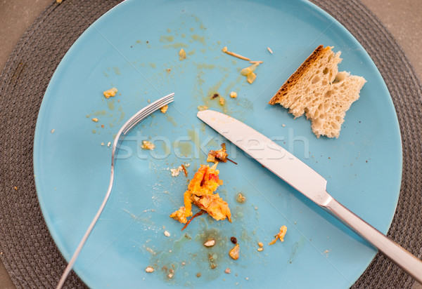 Reggeli befejezett étel asztal kenyér sajt Stock fotó © zurijeta