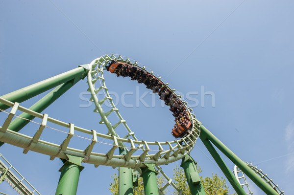 Achterbahn Himmel Familie Hintergrund blau Spaß Stock foto © zurijeta